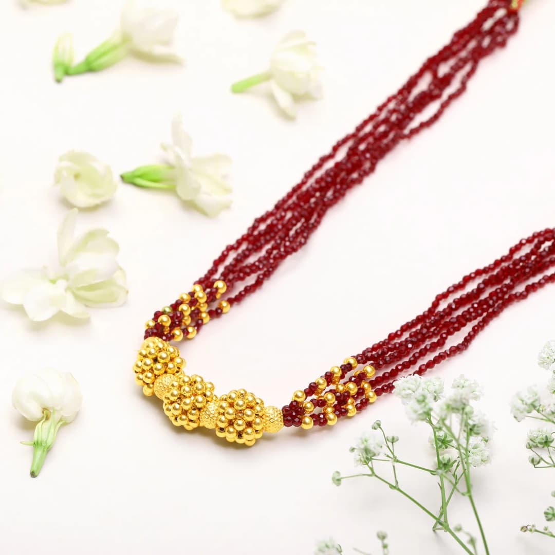 Crimson Golden Lakhi Mala