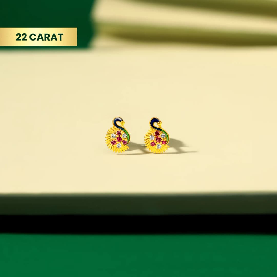 22Kt Multicolor Peacock Gold AD Tops