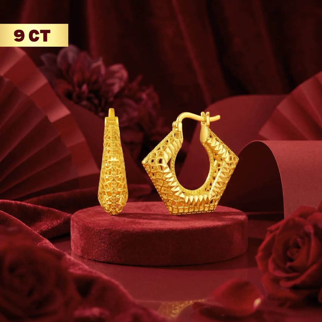 9CT Gold Geometric Mesh Bali
