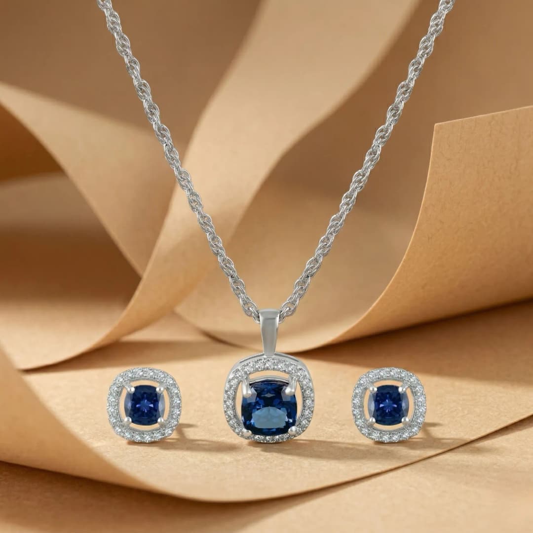 Blue Royale Silver Necklace Set