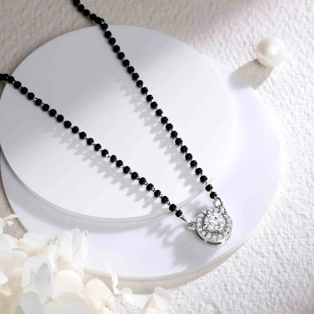 Mystic White Orb Silver Mangalsutra