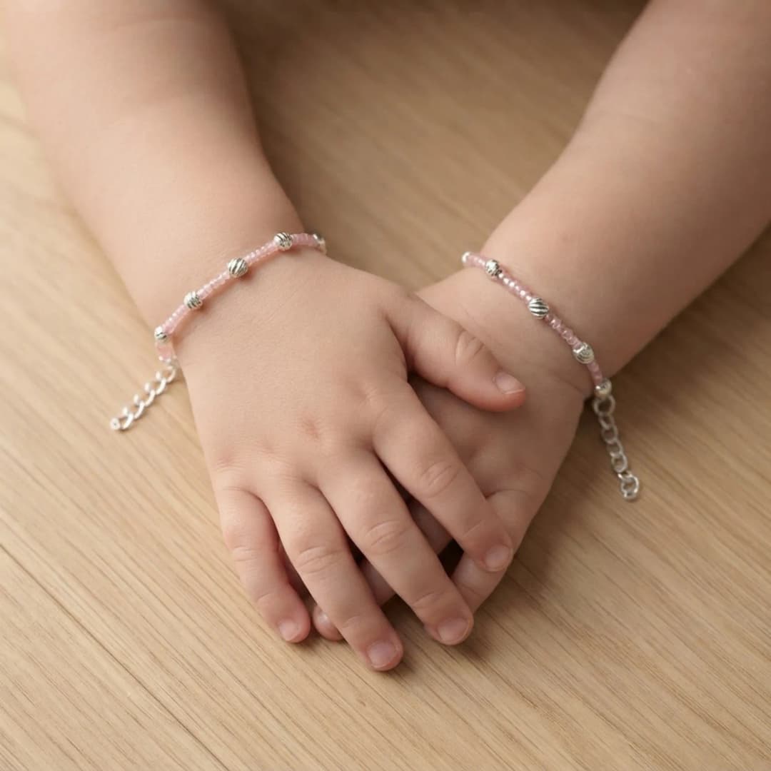 Pastel Pink Beaded Baby Bracelet