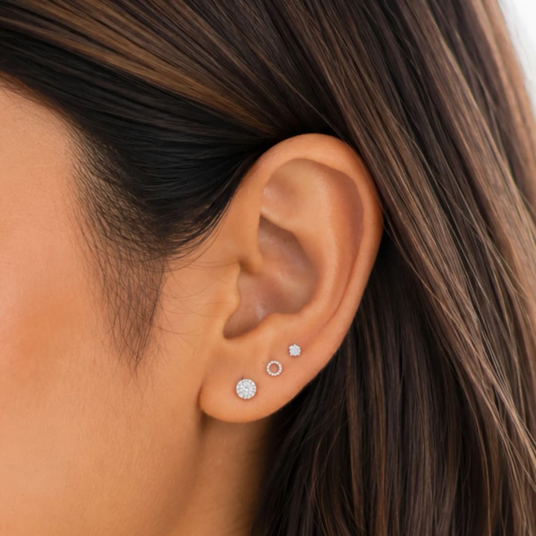 Halo Silver Earrings Set of Three Pairs