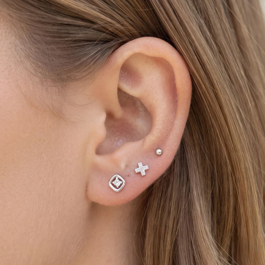 Elegant Silver Earrings Set of Three Pairs