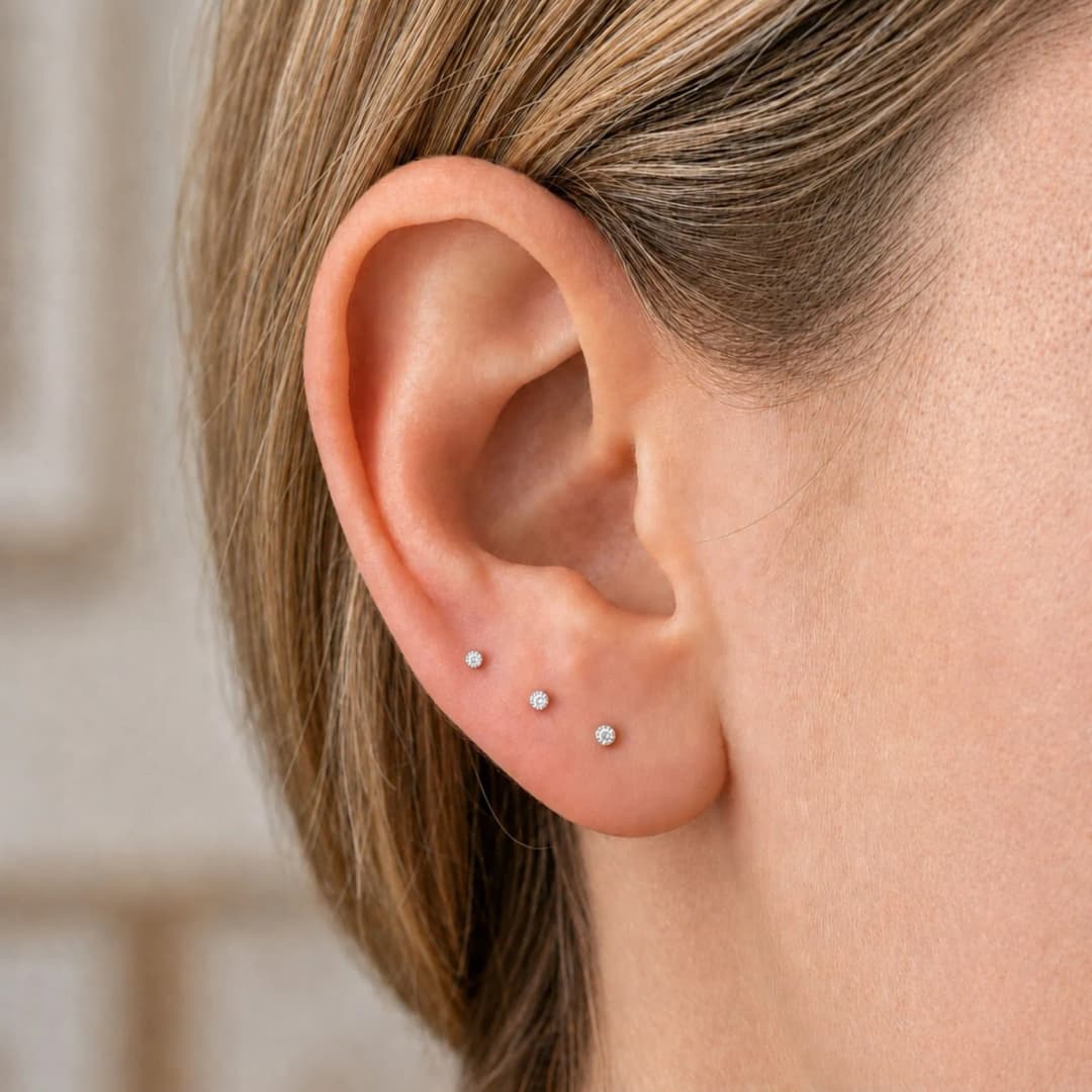 Sterling Silver Milgrain Earrings Set of Three