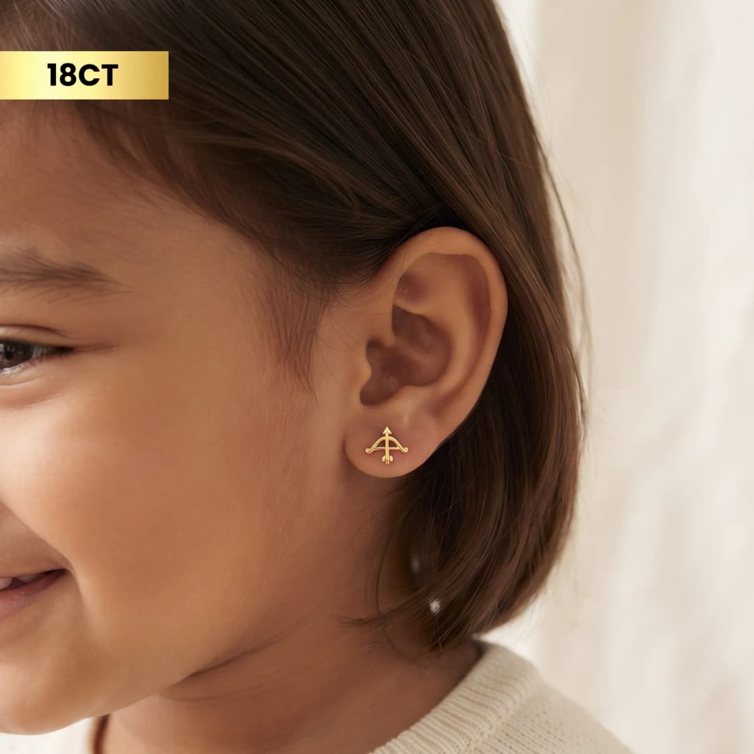 18CT Bow Gold Baby Earrings