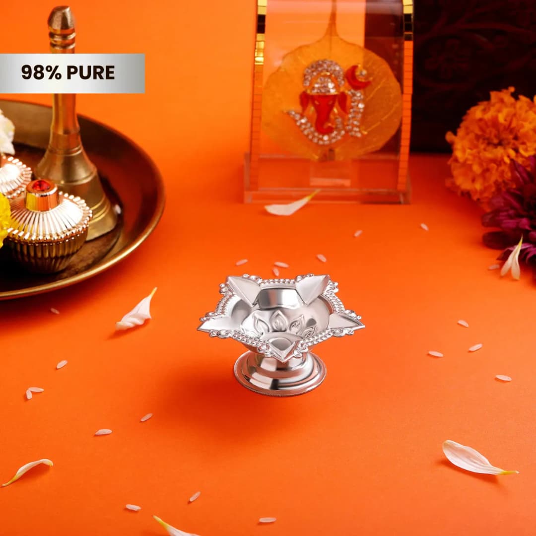 Auspicious Puja Silver Diya