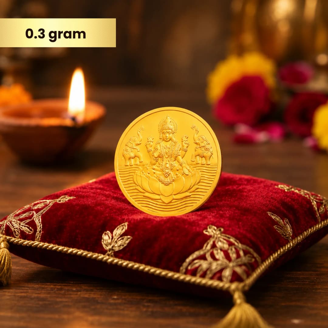 0.3 Gram 24KT (999) Goddess Lakshmi Pure Gold Coin