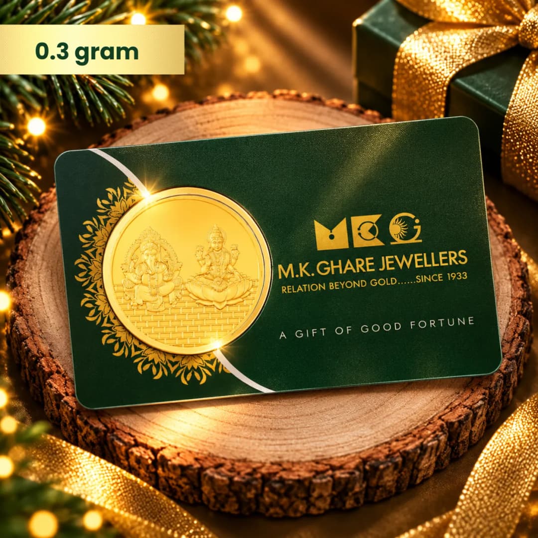 0.3 Gram 24KT (999) Lord Ganesh & Goddess Lakshmi Pure Gold Coin