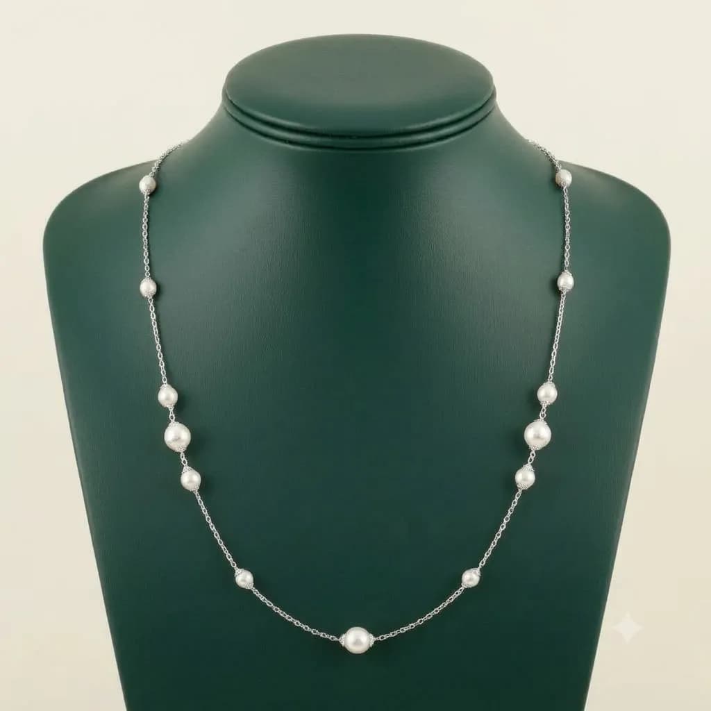Akoya Pearls Silver Mala